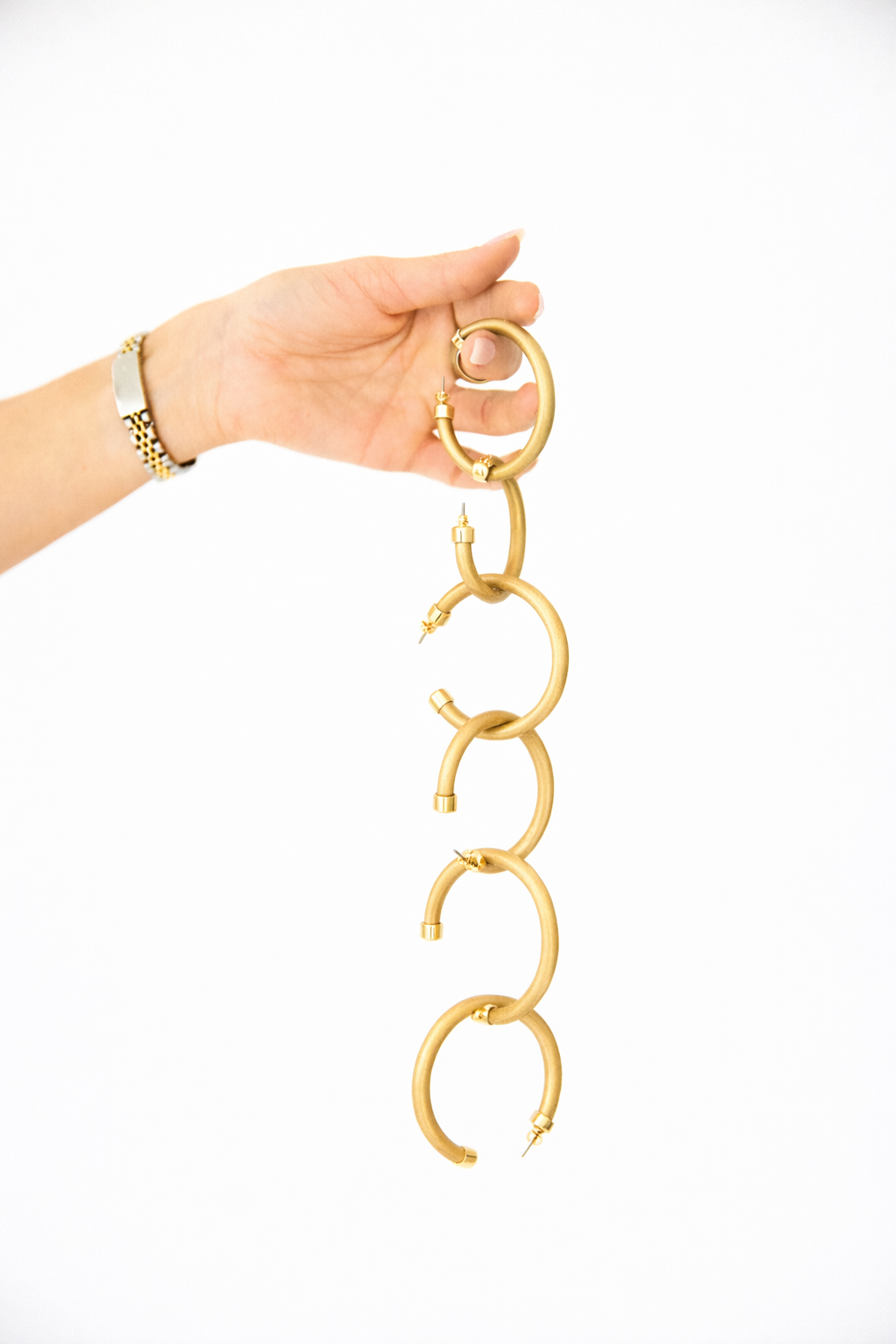 Brushed Gold-Finish Hoop Earrings