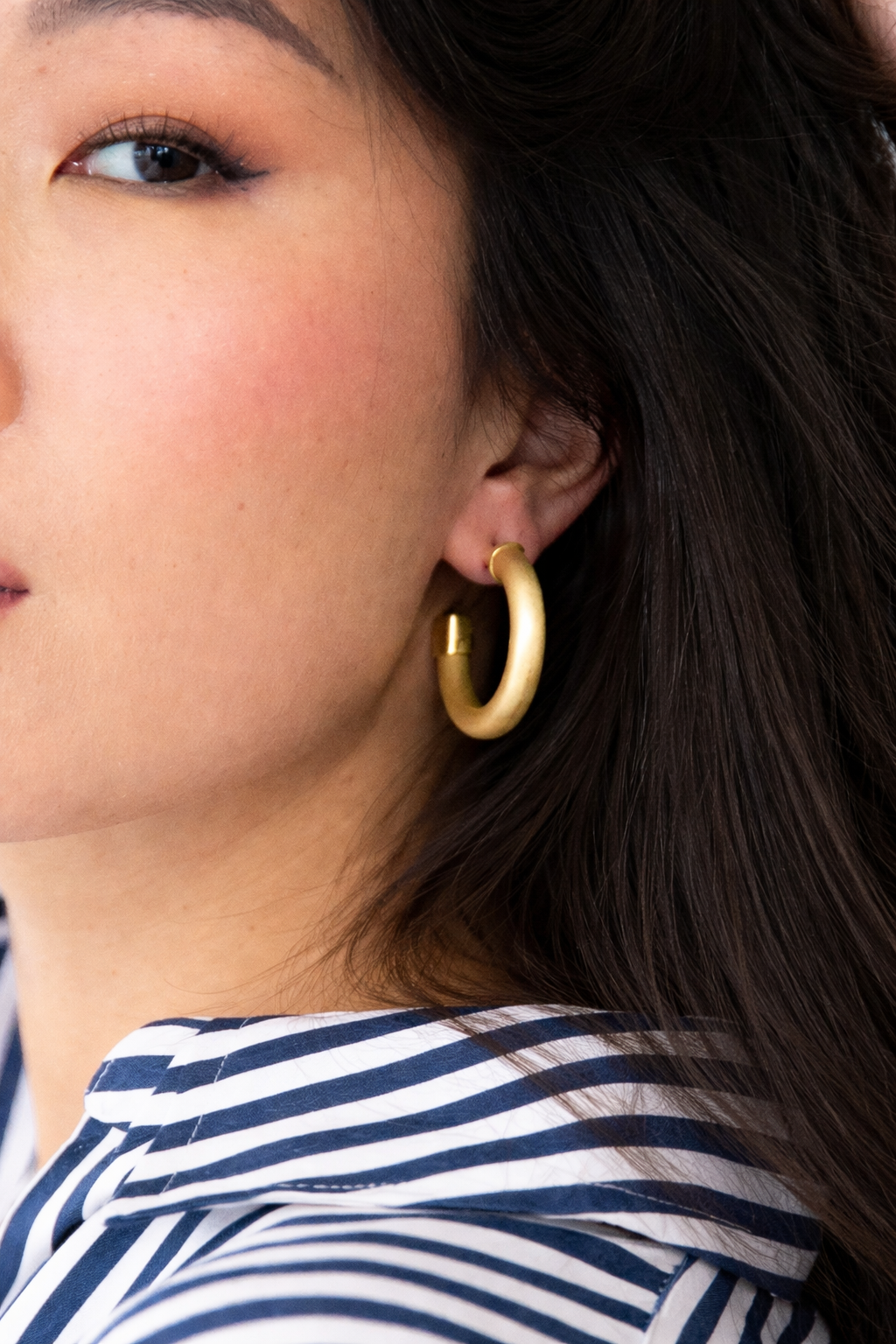 Brushed Gold-Finish Hoop Earrings