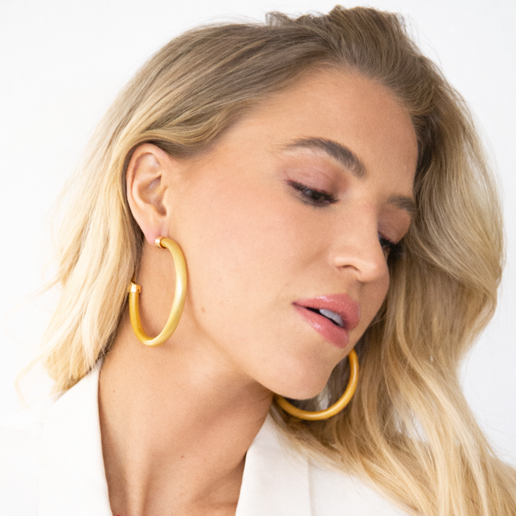 Brushed Gold-Finish Hoop Earrings