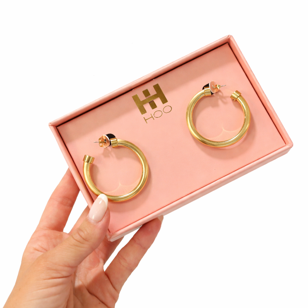 Brushed Gold-Finish Hoop Earrings