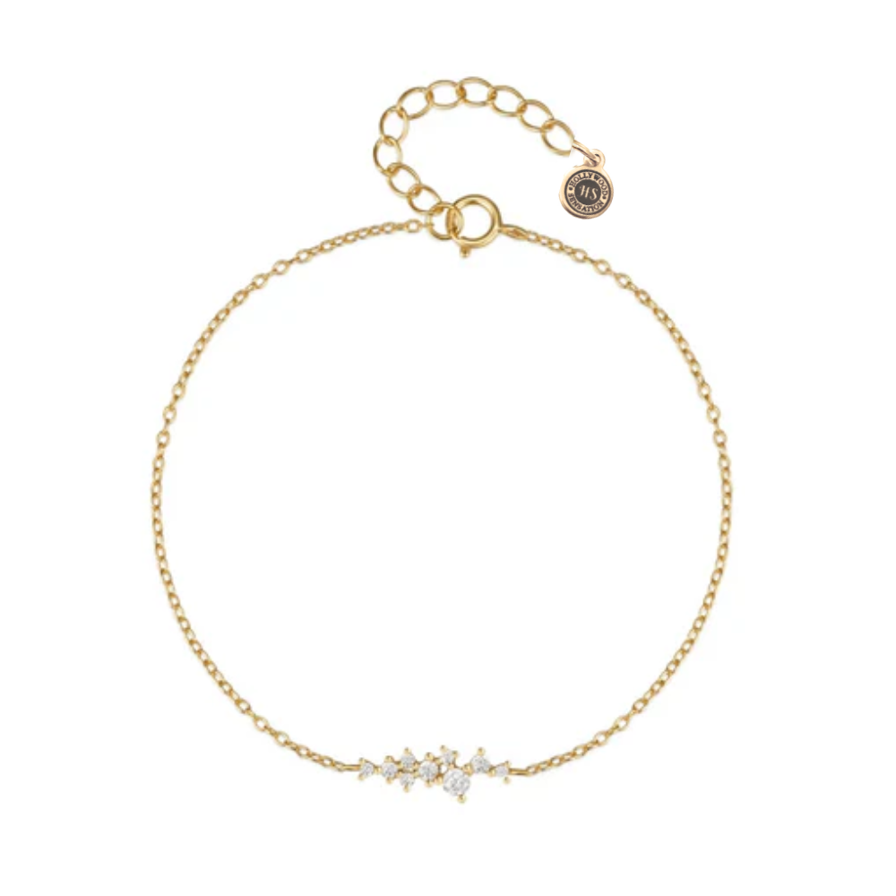 Perla Chain Link Bracelet with Round Cut Cubic Zirconia Cluster