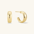 Pair of dome hoop earrings in gold finish