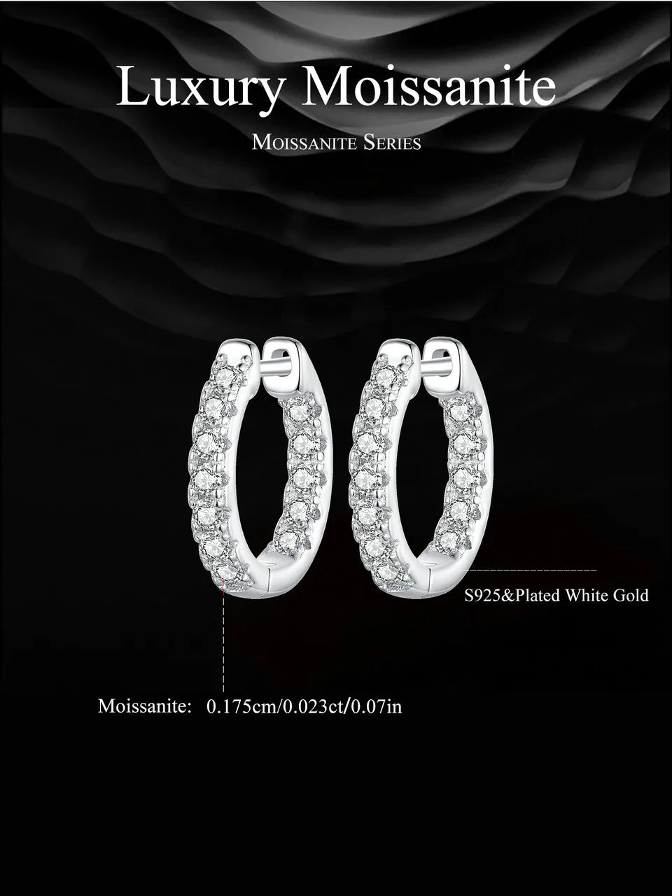 Moissanite Huggie Hoop Earrings in Sterling Silver